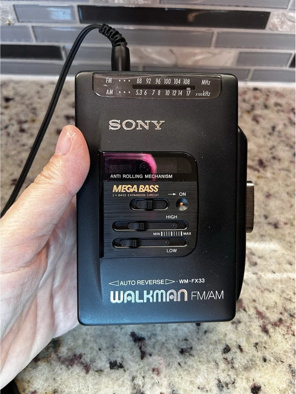 Sony Walkman WM-FX33 AM/FM Cassette Player Tested Works Tune Belt And Headphones
